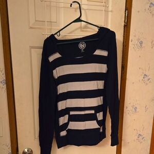 Striped Blue and Gray Women's Top